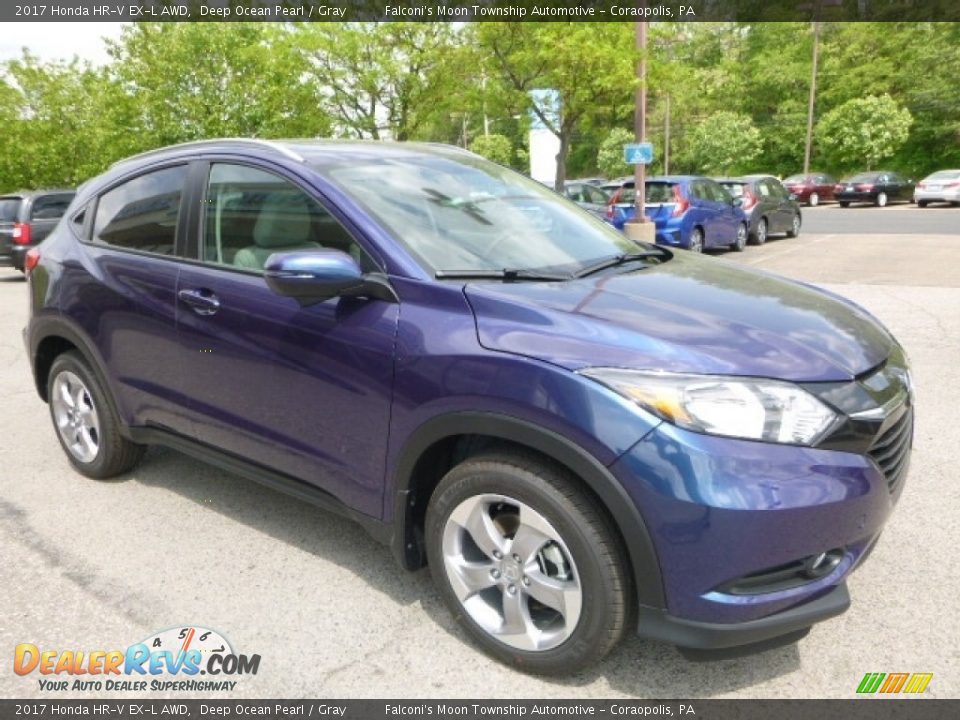2017 Honda HR-V EX-L AWD Deep Ocean Pearl / Gray Photo #5