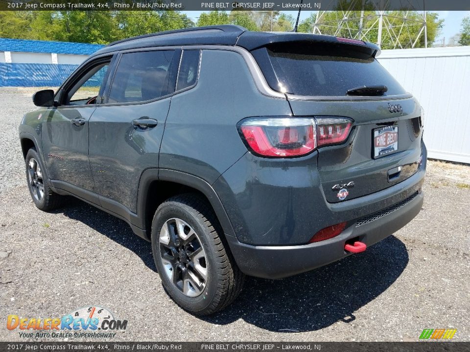 2017 Jeep Compass Trailhawk 4x4 Rhino / Black/Ruby Red Photo #4