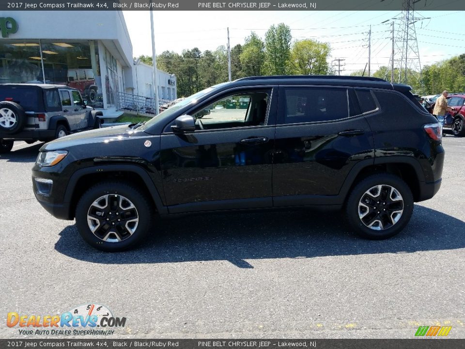 2017 Jeep Compass Trailhawk 4x4 Black / Black/Ruby Red Photo #3