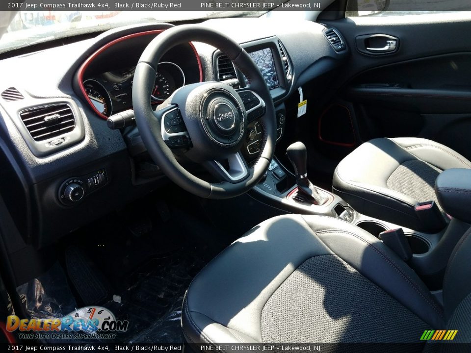 2017 Jeep Compass Trailhawk 4x4 Black / Black/Ruby Red Photo #7