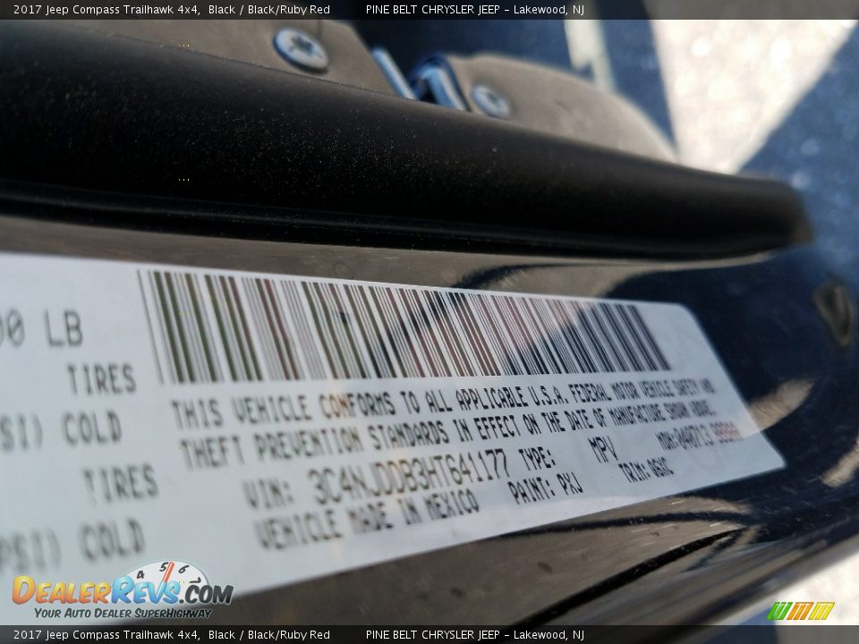 2017 Jeep Compass Trailhawk 4x4 Black / Black/Ruby Red Photo #9