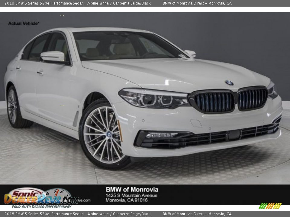 2018 BMW 5 Series 530e iPerfomance Sedan Alpine White / Canberra Beige/Black Photo #1