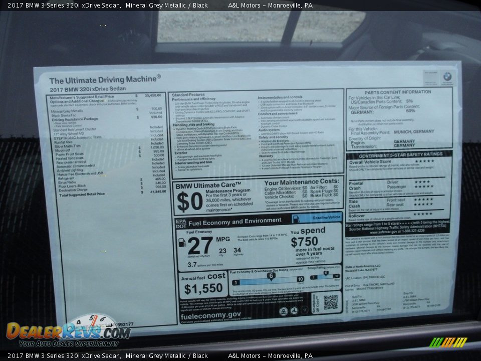 2017 BMW 3 Series 320i xDrive Sedan Mineral Grey Metallic / Black Photo #9