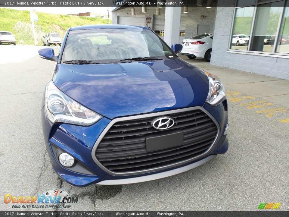 2017 Hyundai Veloster Turbo Pacific Blue / Silver/Black Photo #4