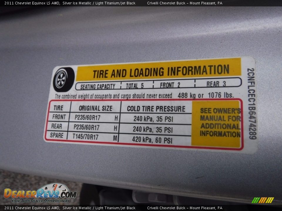 2011 Chevrolet Equinox LS AWD Silver Ice Metallic / Light Titanium/Jet Black Photo #27