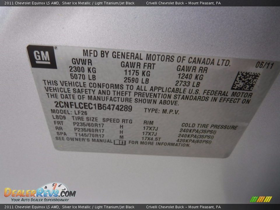 2011 Chevrolet Equinox LS AWD Silver Ice Metallic / Light Titanium/Jet Black Photo #29