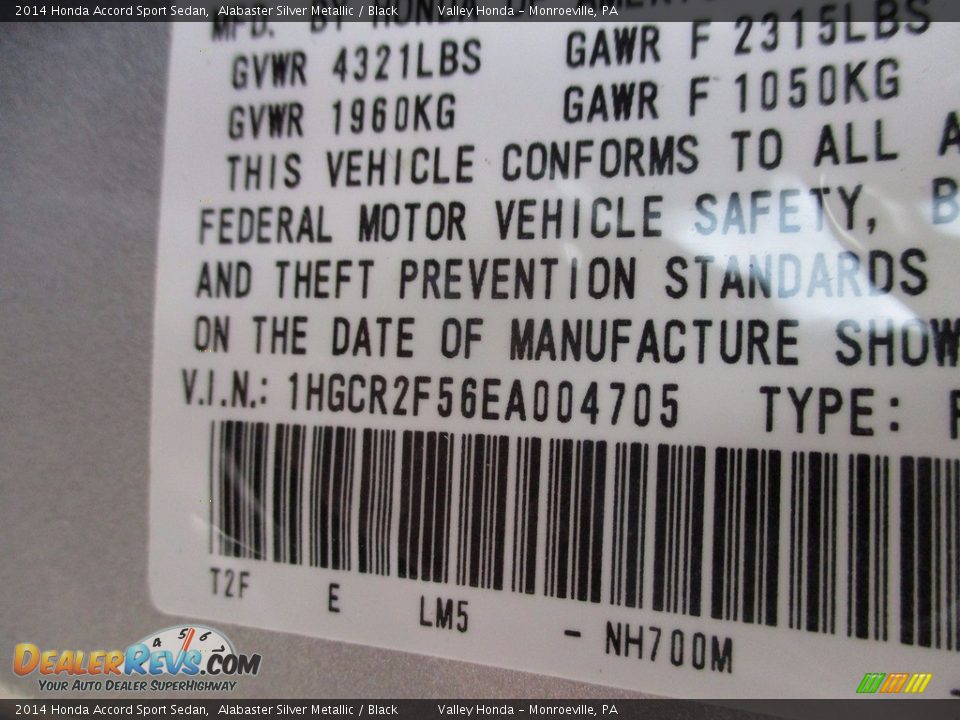 2014 Honda Accord Sport Sedan Alabaster Silver Metallic / Black Photo #19