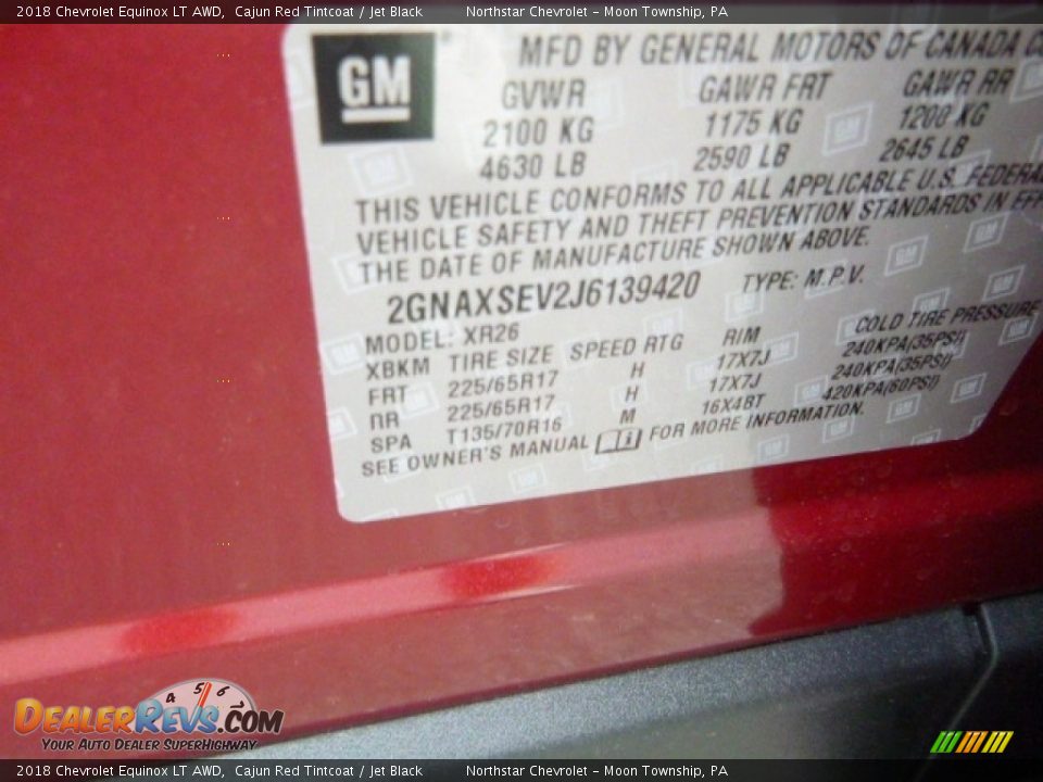 2018 Chevrolet Equinox LT AWD Cajun Red Tintcoat / Jet Black Photo #16