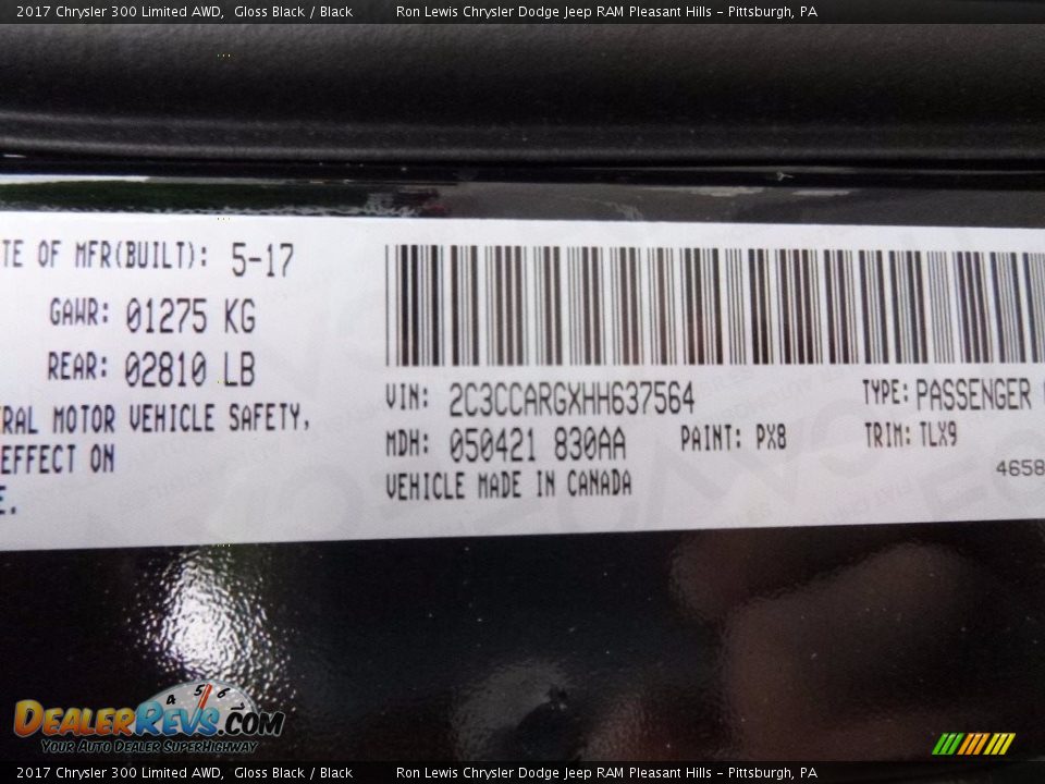 2017 Chrysler 300 Limited AWD Gloss Black / Black Photo #15