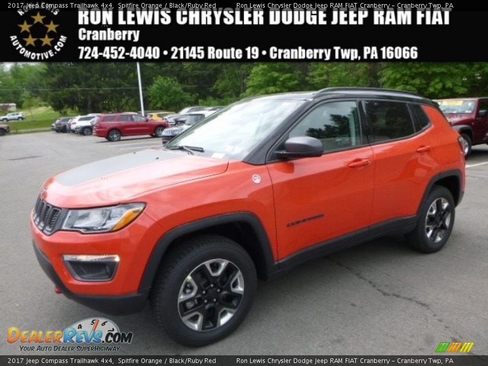 2017 Jeep Compass Trailhawk 4x4 Spitfire Orange / Black/Ruby Red Photo #1