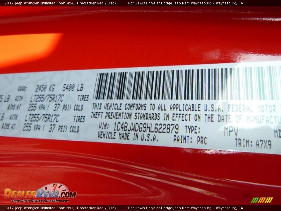 2017 Jeep Wrangler Unlimited Sport 4x4 Firecracker Red / Black Photo #14