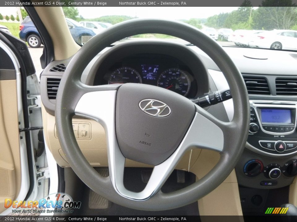 2012 Hyundai Accent GLS 4 Door Century White / Beige Photo #21