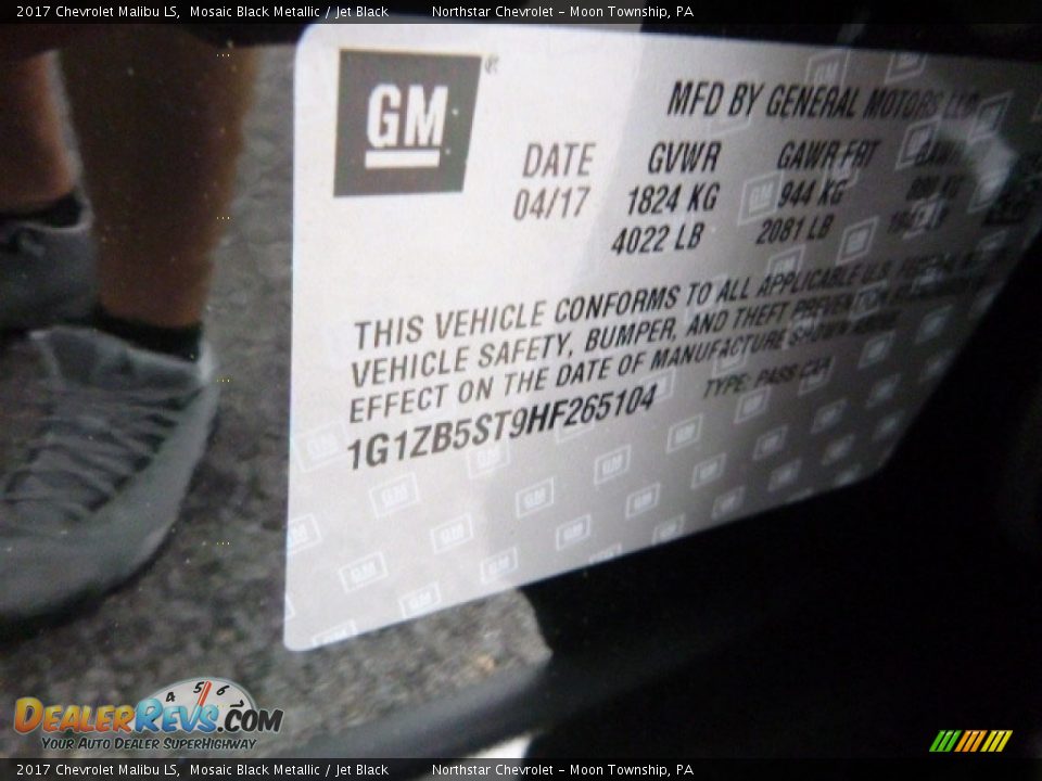 2017 Chevrolet Malibu LS Mosaic Black Metallic / Jet Black Photo #15