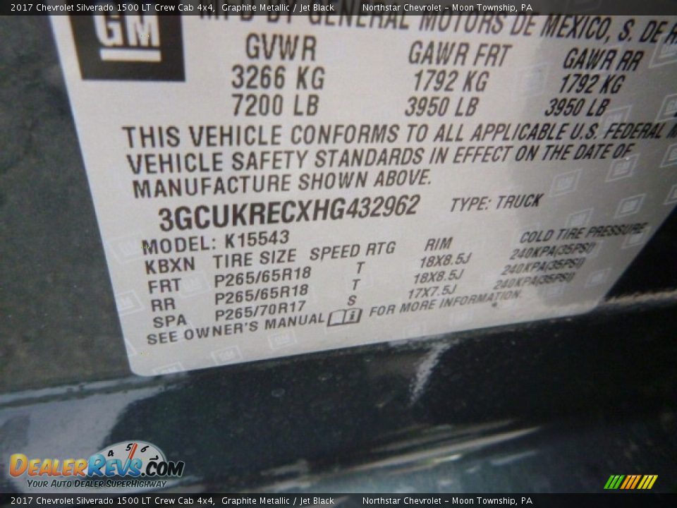 2017 Chevrolet Silverado 1500 LT Crew Cab 4x4 Graphite Metallic / Jet Black Photo #16