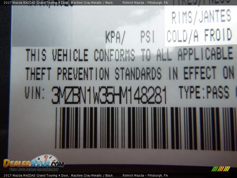 2017 Mazda MAZDA3 Grand Touring 4 Door Machine Gray Metallic / Black Photo #10
