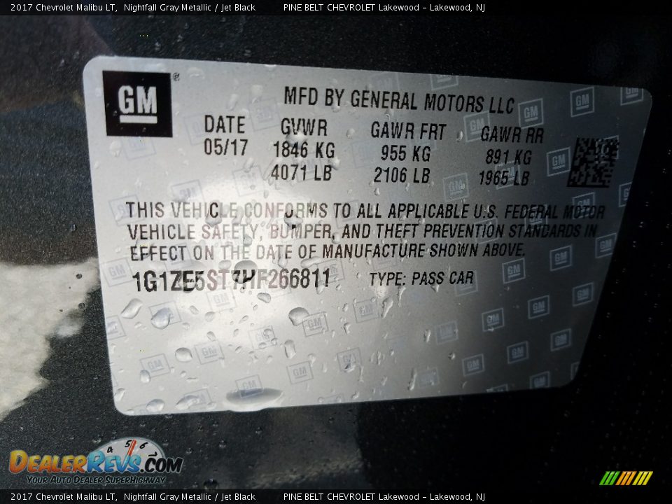 2017 Chevrolet Malibu LT Nightfall Gray Metallic / Jet Black Photo #7