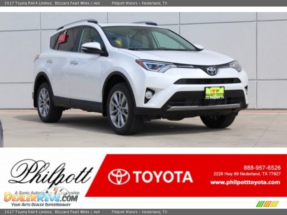 2017 Toyota RAV4 Limited Blizzard Pearl White / Ash Photo #1