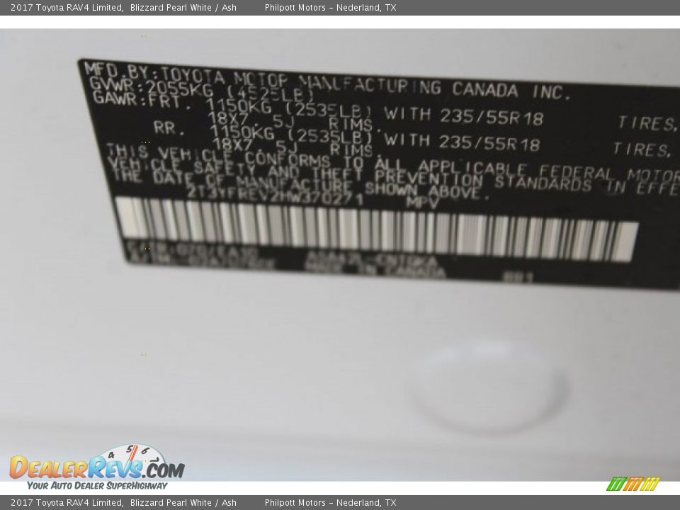 2017 Toyota RAV4 Limited Blizzard Pearl White / Ash Photo #28