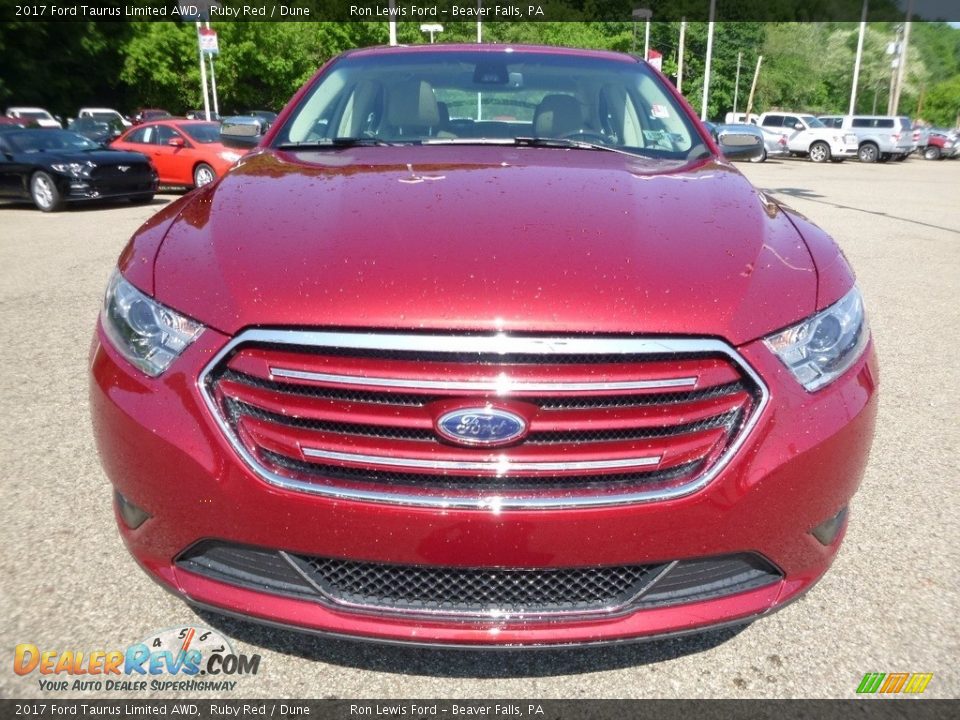 2017 Ford Taurus Limited AWD Ruby Red / Dune Photo #7