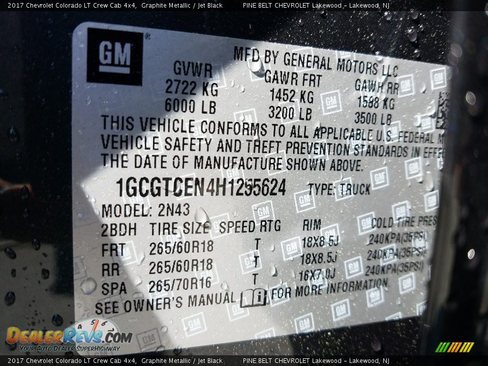 2017 Chevrolet Colorado LT Crew Cab 4x4 Graphite Metallic / Jet Black Photo #7