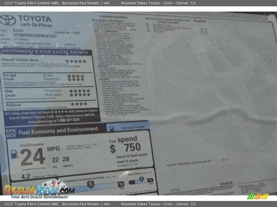 2017 Toyota RAV4 Limited AWD Barcelona Red Metallic / Ash Photo #10