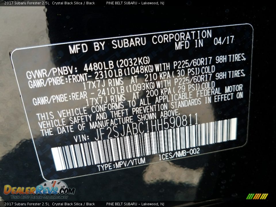 2017 Subaru Forester 2.5i Crystal Black Silica / Black Photo #9
