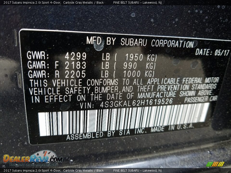 2017 Subaru Impreza 2.0i Sport 4-Door Carbide Gray Metallic / Black Photo #7