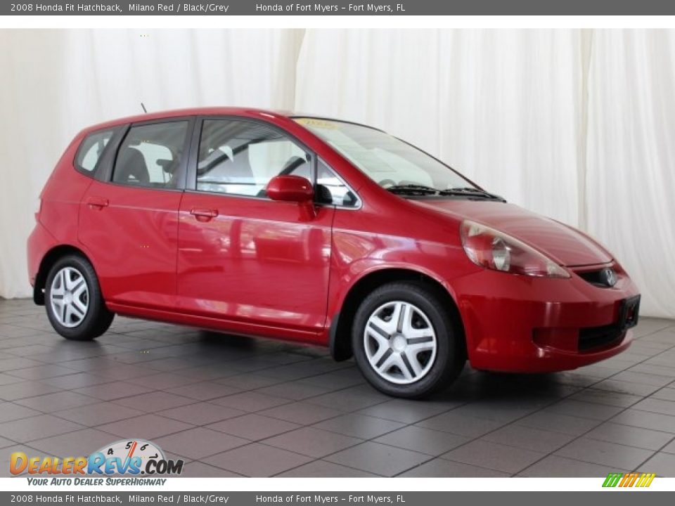 2008 Honda Fit Hatchback Milano Red / Black/Grey Photo #2