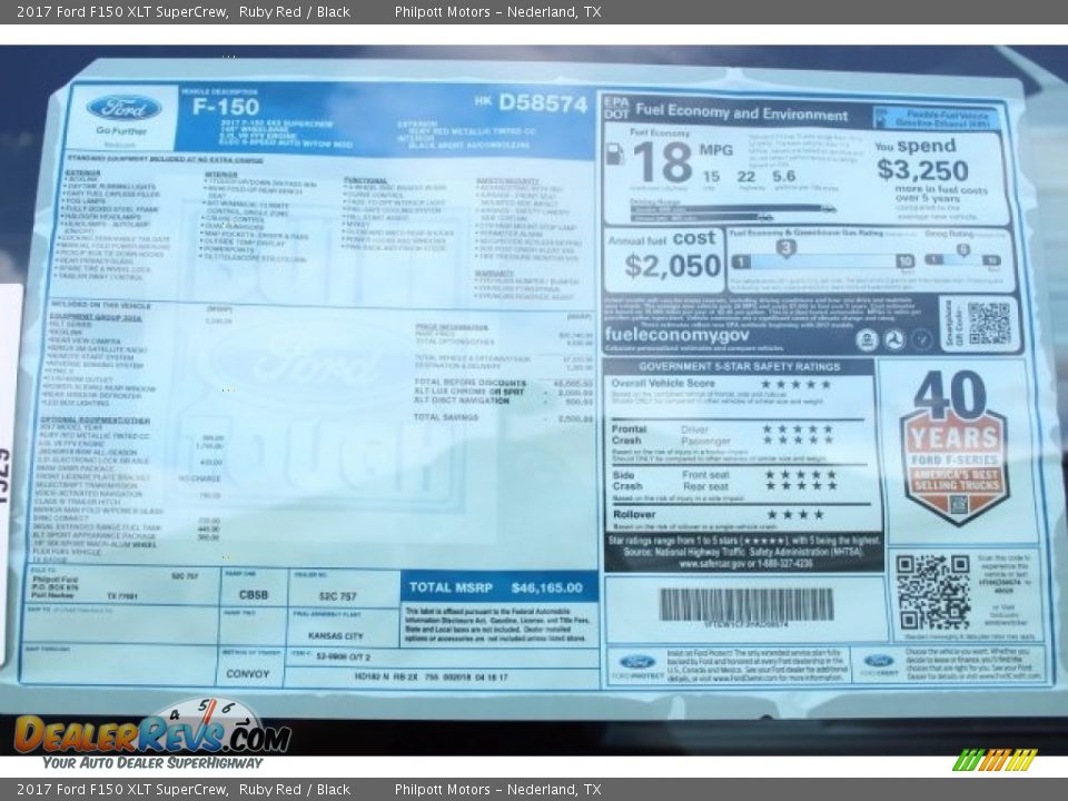 2017 Ford F150 XLT SuperCrew Ruby Red / Black Photo #8
