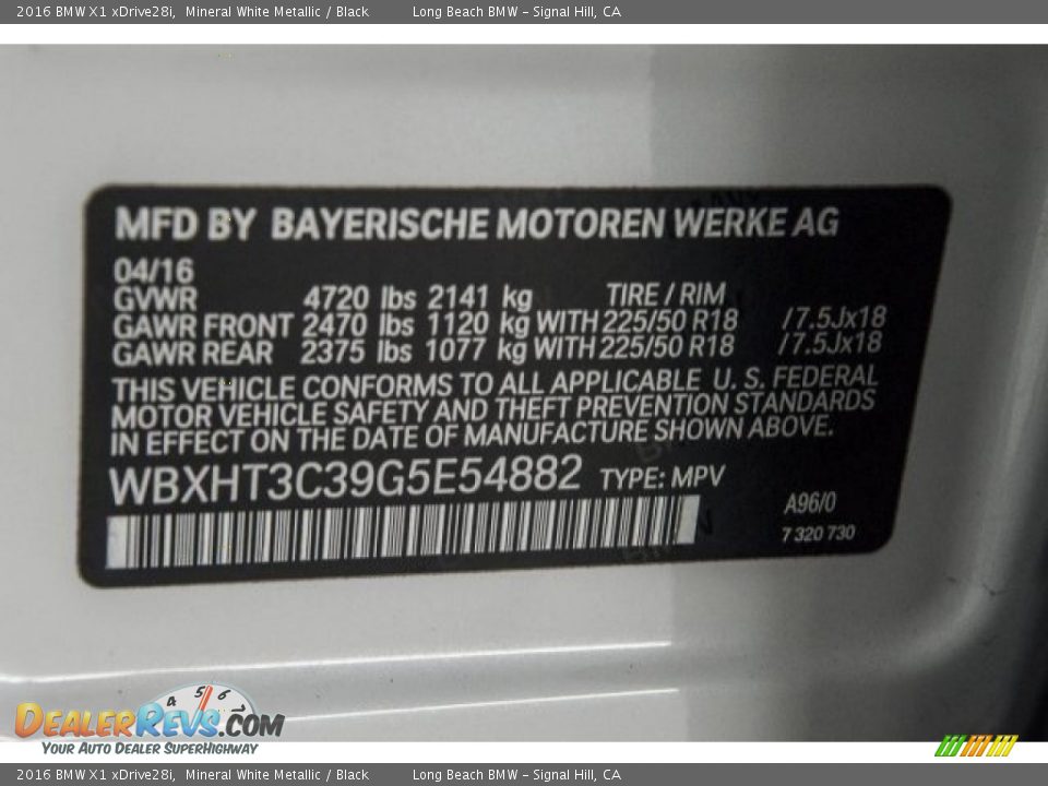 2016 BMW X1 xDrive28i Mineral White Metallic / Black Photo #19