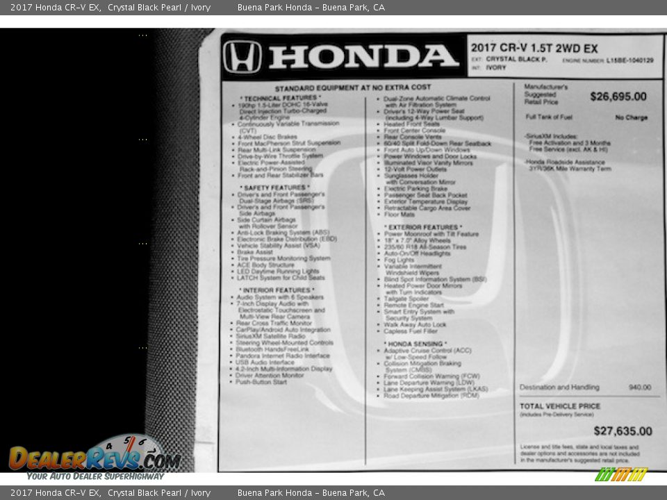 2017 Honda CR-V EX Crystal Black Pearl / Ivory Photo #17