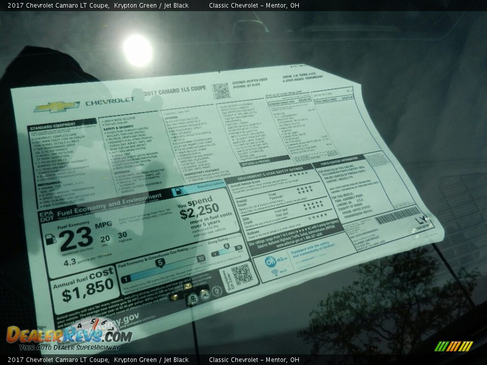 2017 Chevrolet Camaro LT Coupe Window Sticker Photo #4