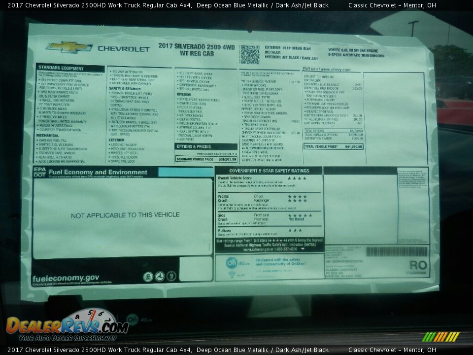 2017 Chevrolet Silverado 2500HD Work Truck Regular Cab 4x4 Deep Ocean Blue Metallic / Dark Ash/Jet Black Photo #5