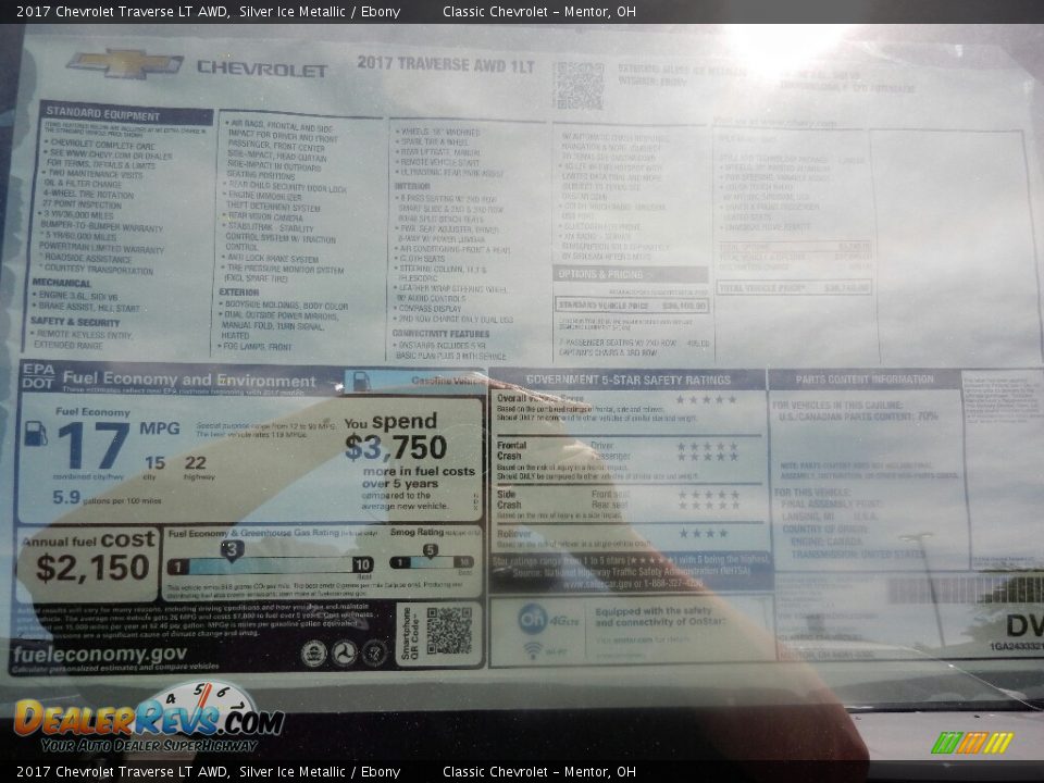 2017 Chevrolet Traverse LT AWD Silver Ice Metallic / Ebony Photo #6