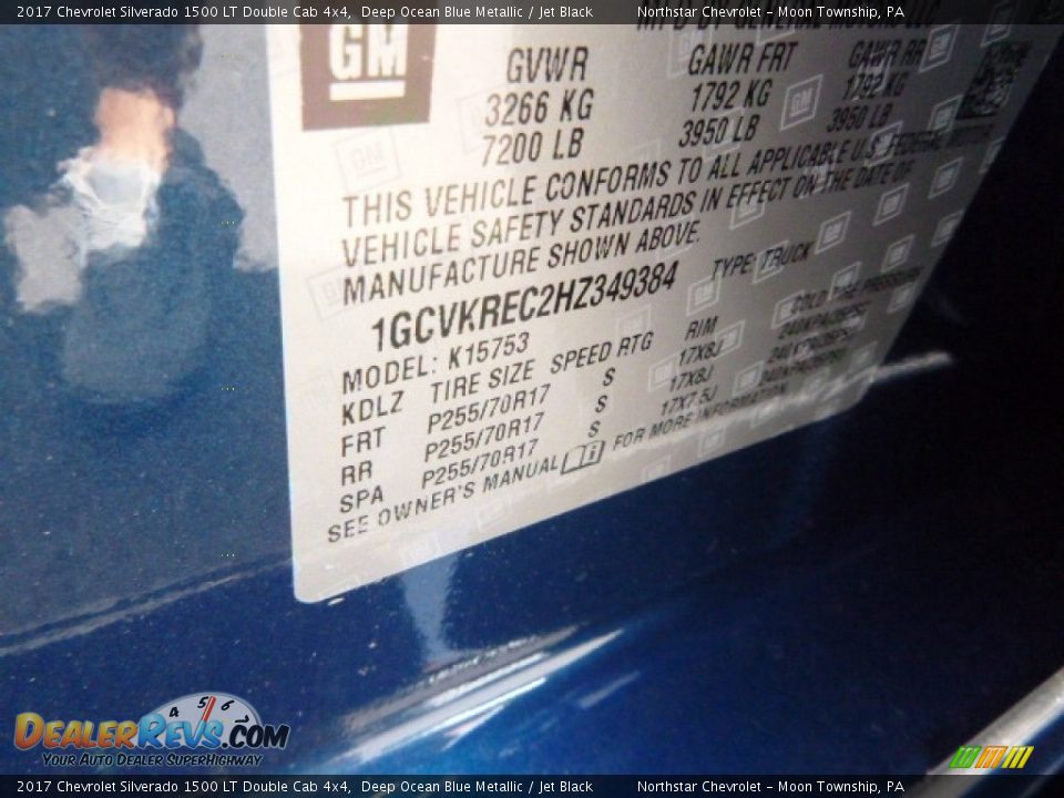 2017 Chevrolet Silverado 1500 LT Double Cab 4x4 Deep Ocean Blue Metallic / Jet Black Photo #15
