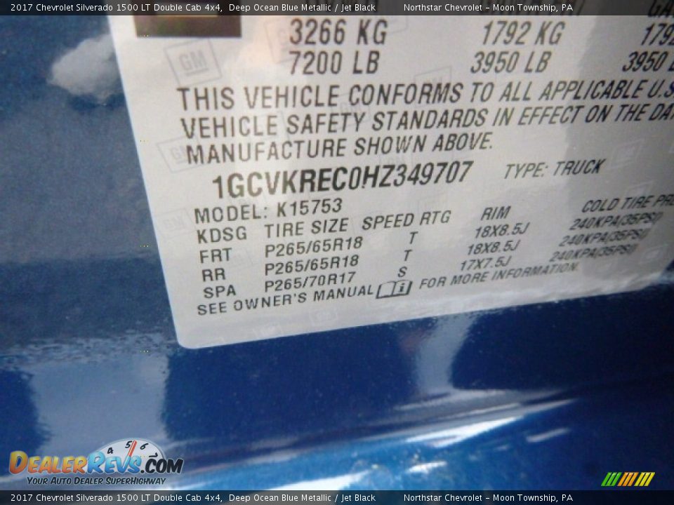 2017 Chevrolet Silverado 1500 LT Double Cab 4x4 Deep Ocean Blue Metallic / Jet Black Photo #18