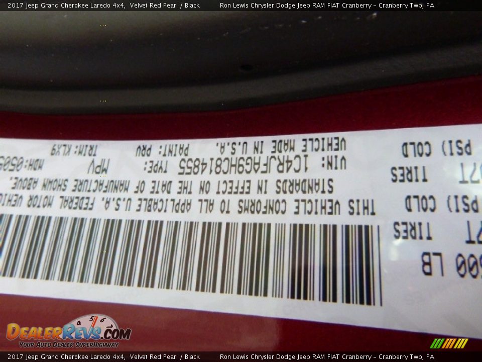 2017 Jeep Grand Cherokee Laredo 4x4 Velvet Red Pearl / Black Photo #15