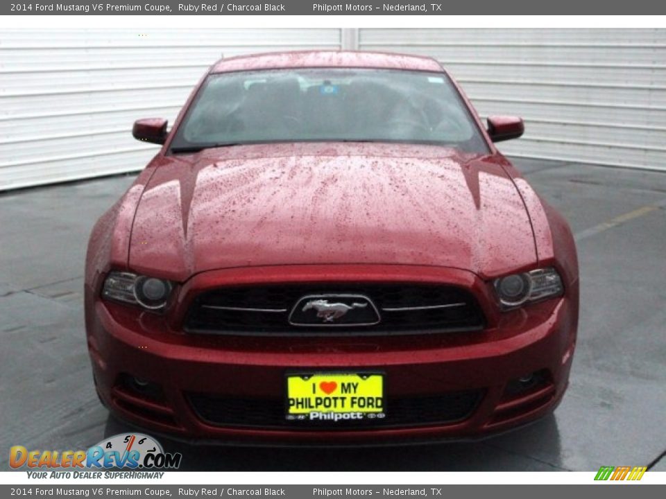 2014 Ford Mustang V6 Premium Coupe Ruby Red / Charcoal Black Photo #2