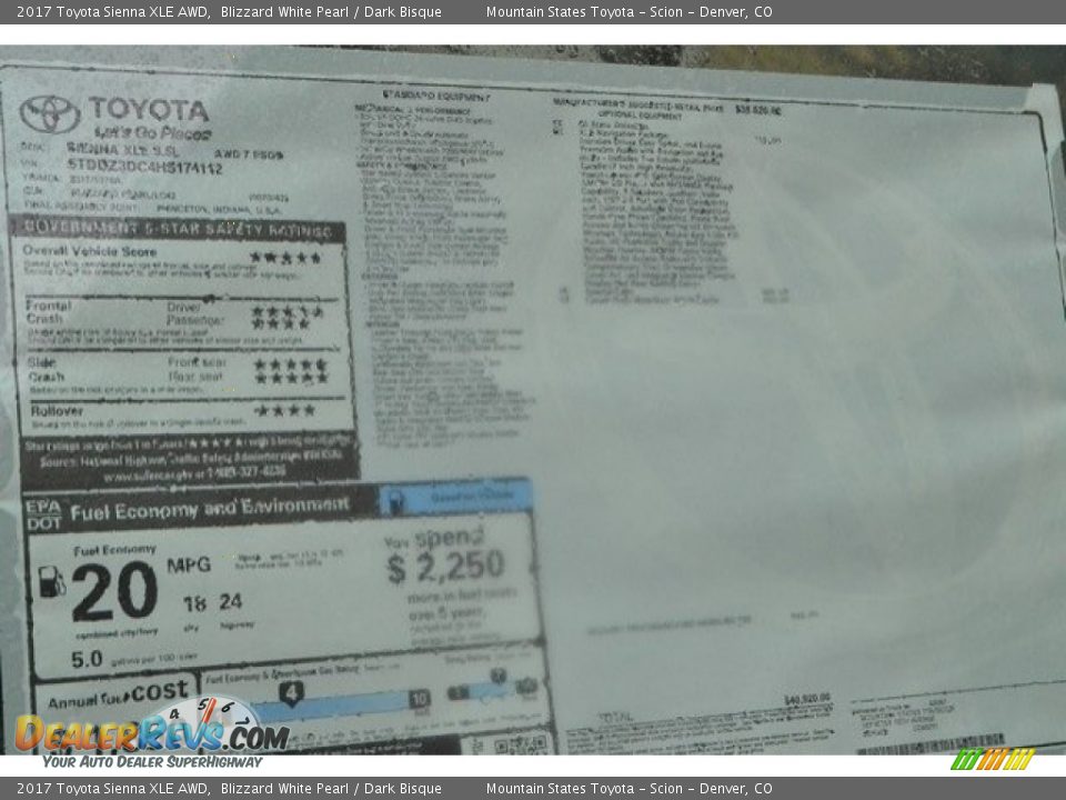 2017 Toyota Sienna XLE AWD Blizzard White Pearl / Dark Bisque Photo #11