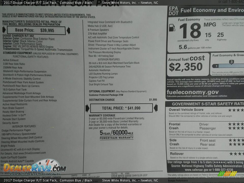 2017 Dodge Charger R/T Scat Pack Contusion Blue / Black Photo #31