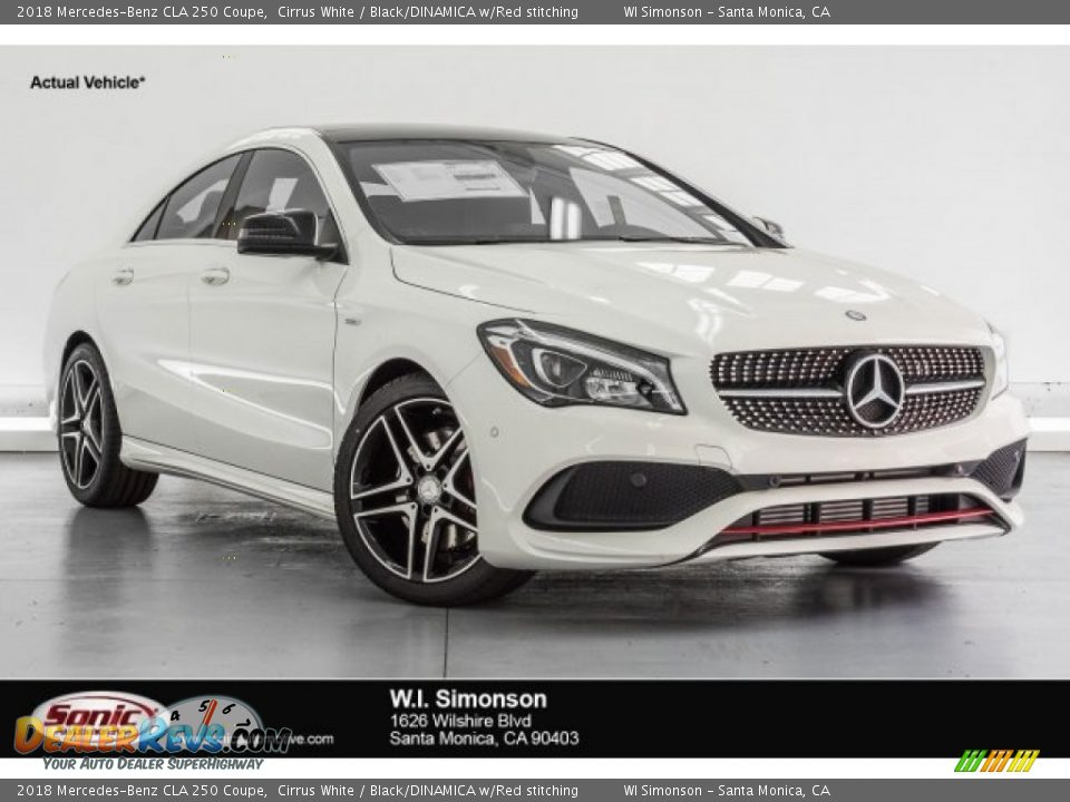 2018 Mercedes-Benz CLA 250 Coupe Cirrus White / Black/DINAMICA w/Red stitching Photo #1