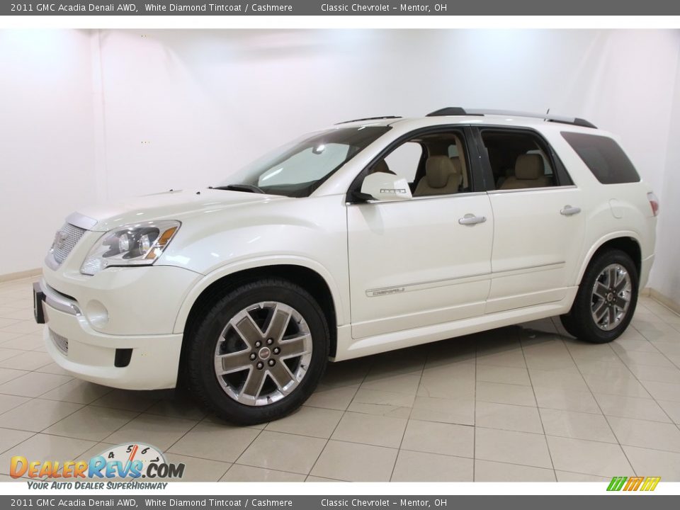 2011 GMC Acadia Denali AWD White Diamond Tintcoat / Cashmere Photo #3