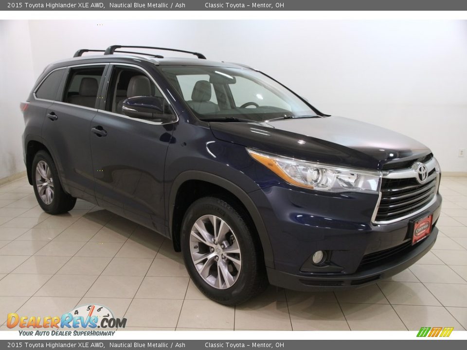 2015 Toyota Highlander XLE AWD Nautical Blue Metallic / Ash Photo #1