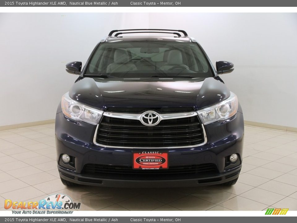2015 Toyota Highlander XLE AWD Nautical Blue Metallic / Ash Photo #2