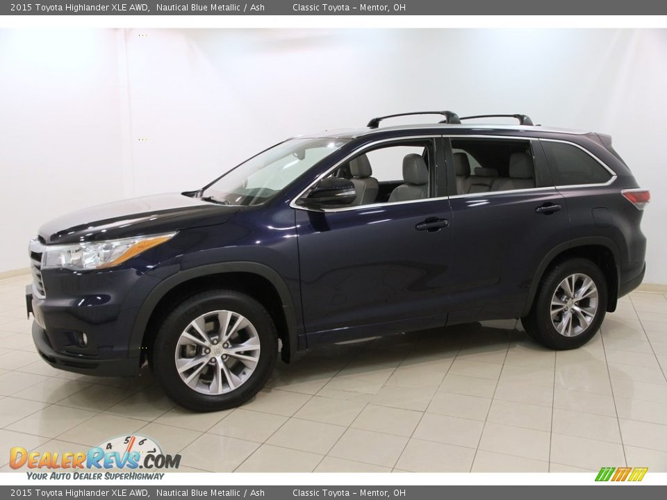 2015 Toyota Highlander XLE AWD Nautical Blue Metallic / Ash Photo #3