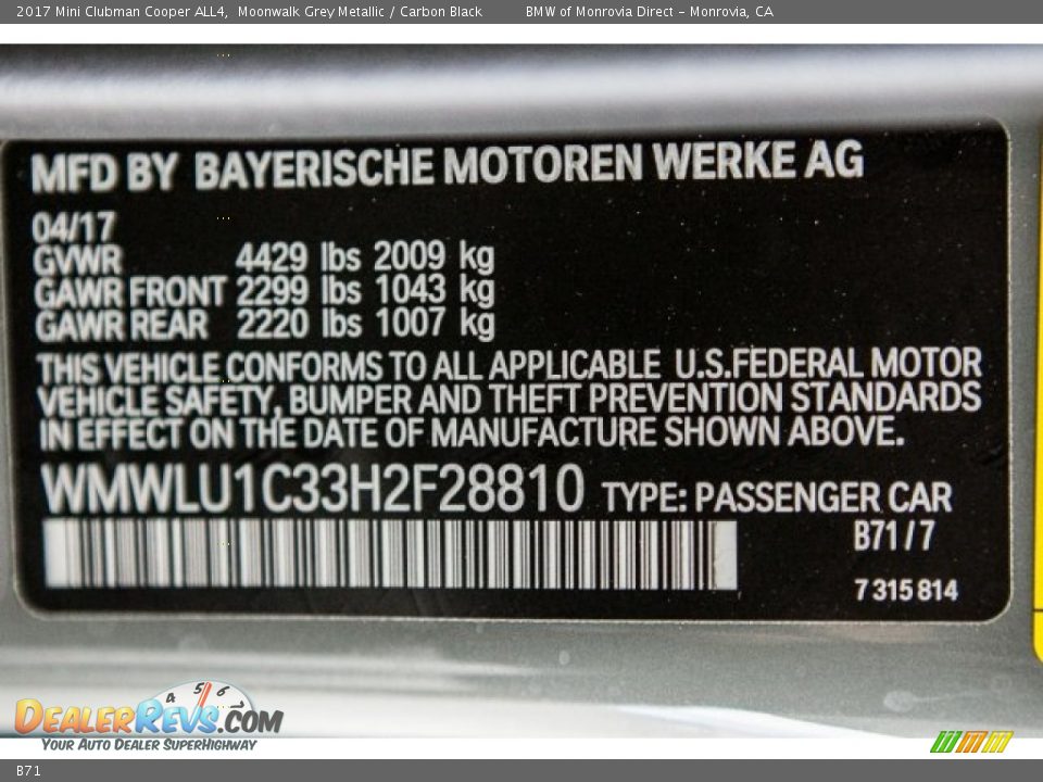 Mini Color Code B71 Moonwalk Grey Metallic