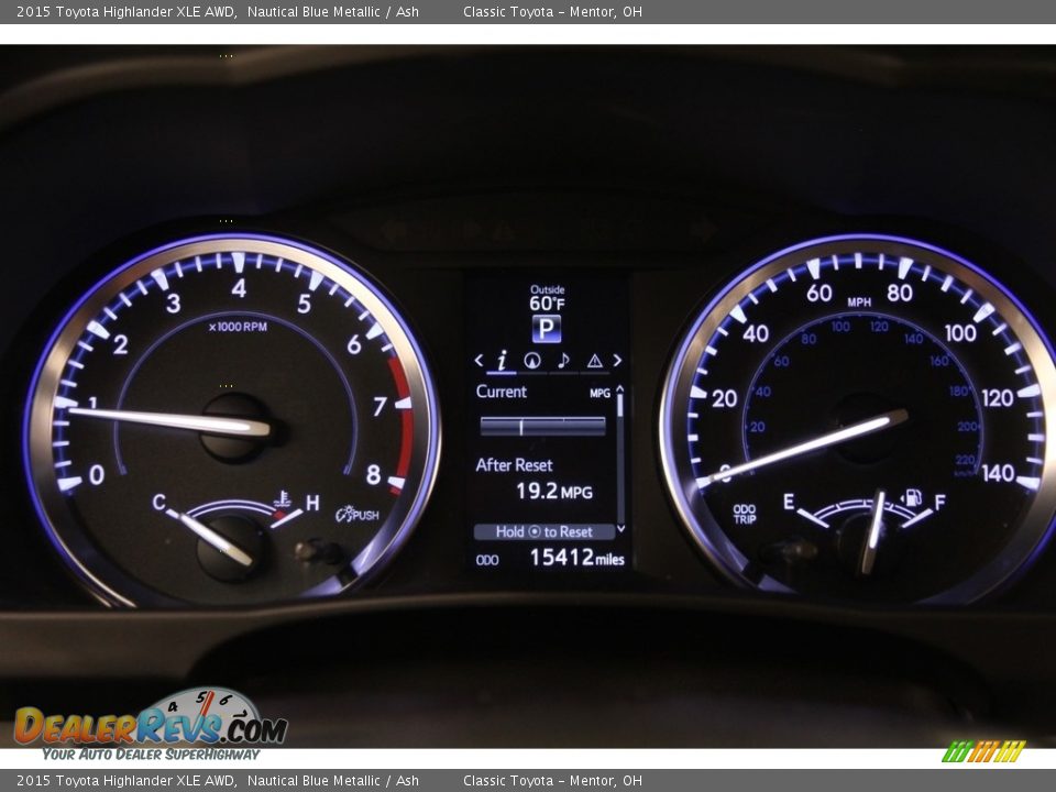 2015 Toyota Highlander XLE AWD Nautical Blue Metallic / Ash Photo #8