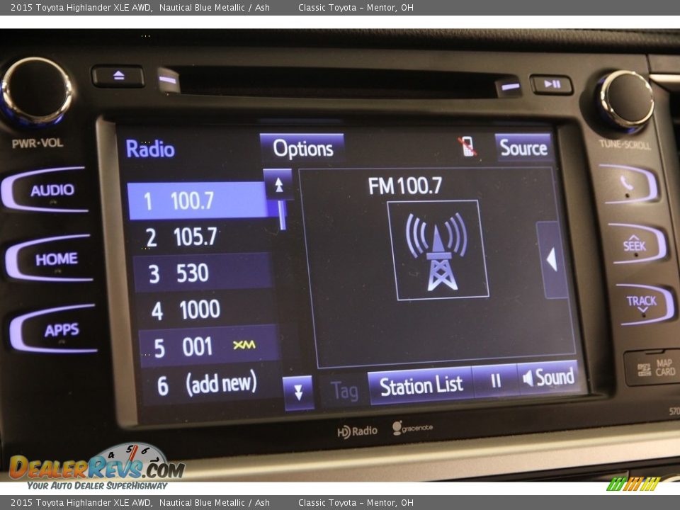 2015 Toyota Highlander XLE AWD Nautical Blue Metallic / Ash Photo #10