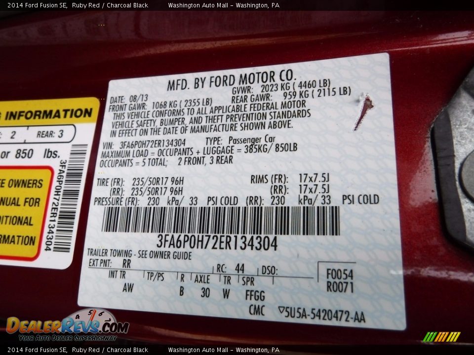 2014 Ford Fusion SE Ruby Red / Charcoal Black Photo #24