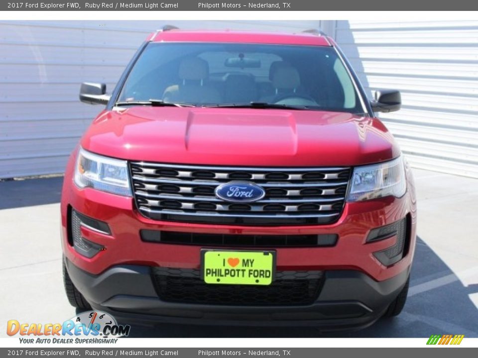 2017 Ford Explorer FWD Ruby Red / Medium Light Camel Photo #2